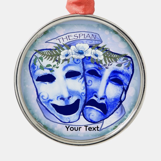 Ornement En Métal Masques d'acteur bleus (Devant)