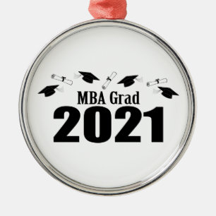 Ornement En Métal MBA Grad 2021 Casquettes Et Diplômes (Noir)