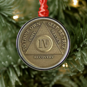 Ornement En Métal Médaille de 4 ans de sobriété