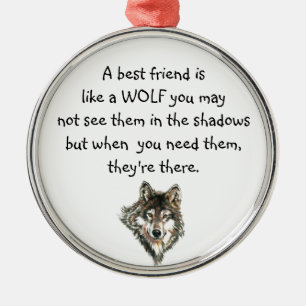 Ornement En Métal Meilleur Ami Citation Inspirationnelle Loup, Loups