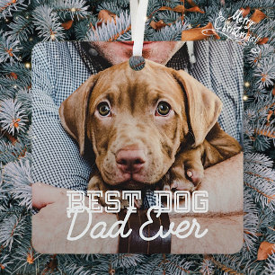 Ornement En Métal Meilleur Chien Papa Jamais Moderne Personnalisé An