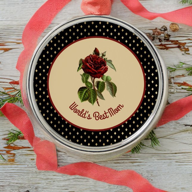 Ornement En Métal Meilleur Rose bourguignon maman du monde sur Arleq (Créateur téléchargé)
