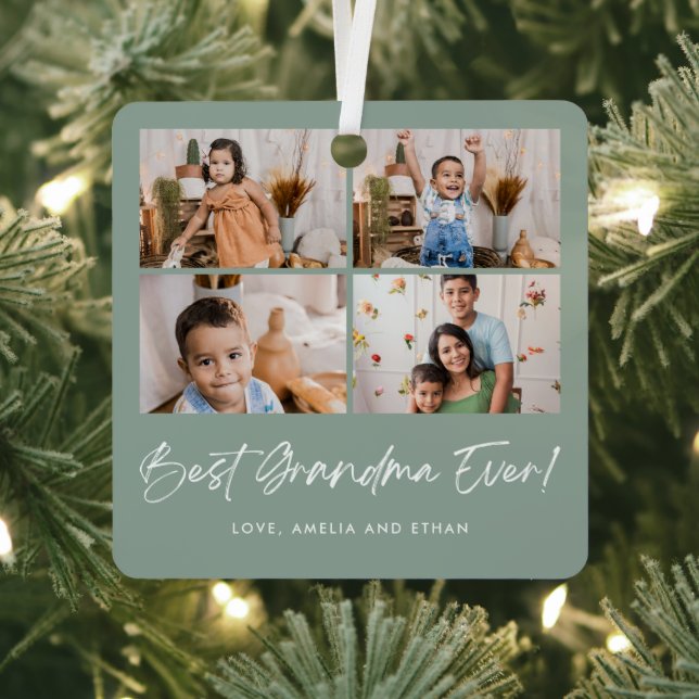 Ornement En Métal Meilleure Grand-mère toujours quatre photos (Insitu)