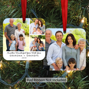 Ornement En Métal Mémé Papi 4 Photo Grands-parents Noël