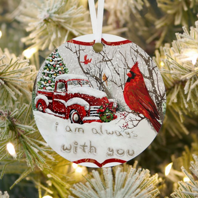 Ornement En Métal Mémorial aux oiseaux rouges du cardinal Je suis to (Insitu)