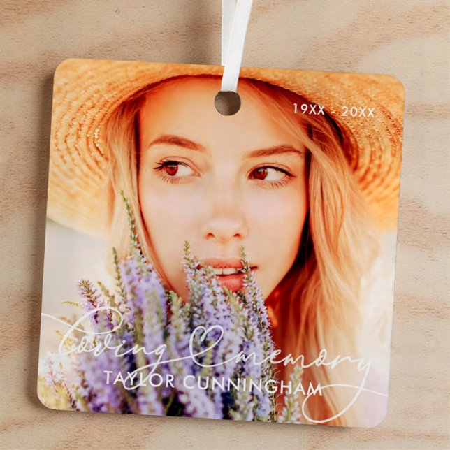 Ornement En Métal Mémorial en mémoire d'amour Photo de coeur moderne (Créateur téléchargé)