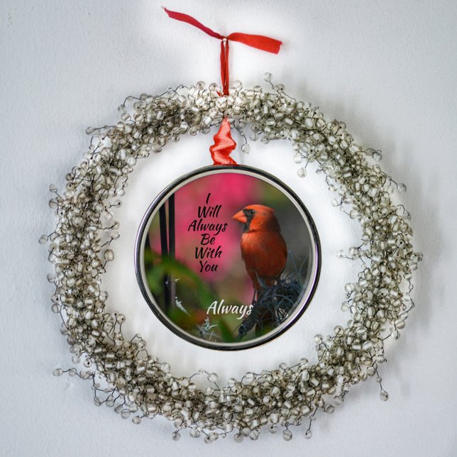 Ornement En Métal Mémorial personnalisé du cardinal rouge (Créateur téléchargé)