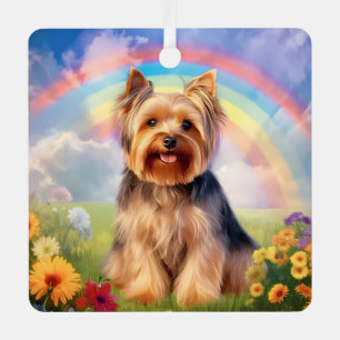 Ornement En Métal Mémorial Yorkie Nom Personnalisé de Chien Terrier 