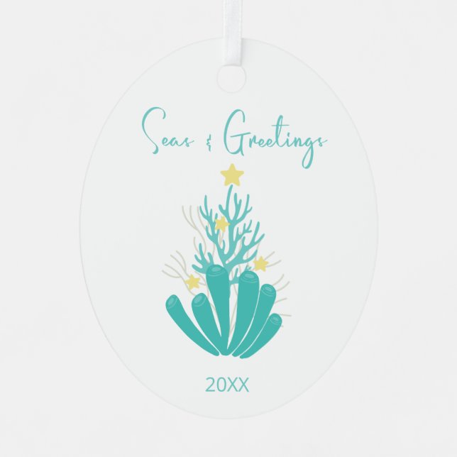 Ornement En Métal Mer côtière et salutations Coral Tree (Recto)