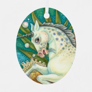ORNEMENT EN MÉTAL MERHORSE & OCTOPUS BLANC, CHEVAL UNICORN IMAGINAIR