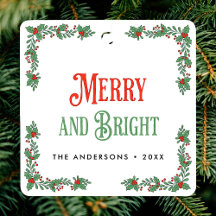 Merry And Bright Moderne Élégante Florale Noël