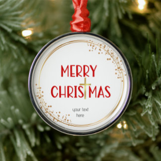 Ornement En Métal Merry Christmas Golden Cross Ornament Red Keepsake