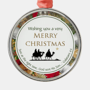 Ornement En Métal MERRY CHRISTMAS Trois Sages Hommes Chrétiens