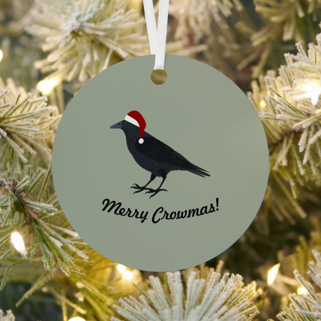 Ornement En Métal Merry Crowmas Crow de Noël (Insitu)