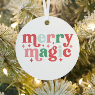 Ornement En Métal Merry Magic - Colorée Typographie de vacances