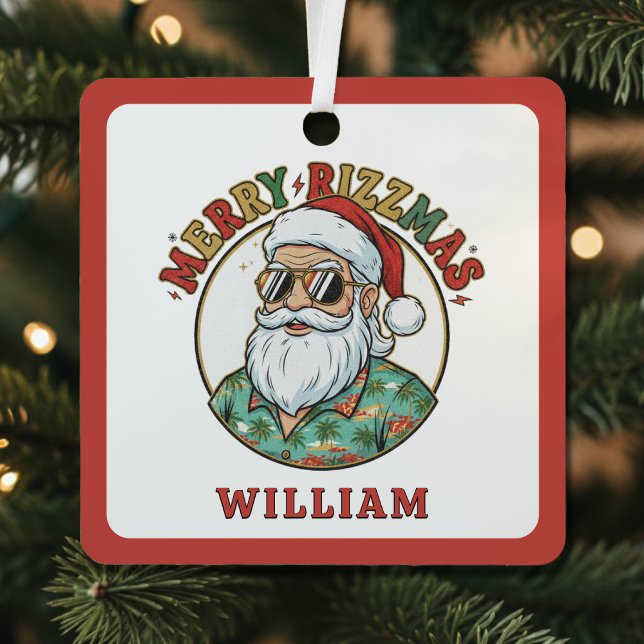 Ornement En Métal Merry Rizzmas Santa Claus in Sunglasses Funny Xmas (Merry Rizzmas Santa Claus in Sunglasses Funny Xmas Metal Ornament
)