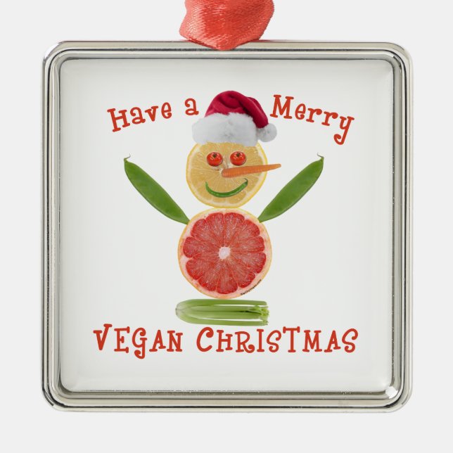 Ornement En Métal Merry Vegan Christmas (Devant)