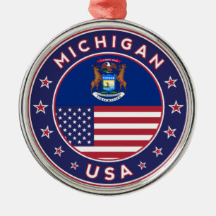 Ornement En Métal Michigan sticker, étui téléphonique, sac, horloge
