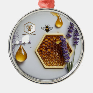 Ornement En Métal Miel de Lavande Réaliste en Nid d'Abeille Naturel