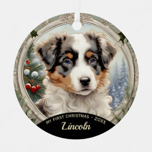 Ornement En Métal Miniature American Shepherd Puppy Orament