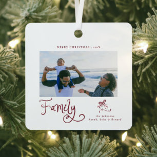 Ornement En Métal Minimal Famille Photo Fantaisie Joyeux Noël