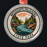 Ornement En Métal Mississippi Palisades State Park Badge Illinois<br><div class="desc">Illustration du Mississippi Palisades State Park dans un cercle de style badge.</div>
