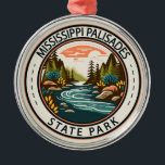 Ornement En Métal Mississippi Palisades State Park Badge Illinois<br><div class="desc">Illustration du Mississippi Palisades State Park dans un cercle de style badge.</div>