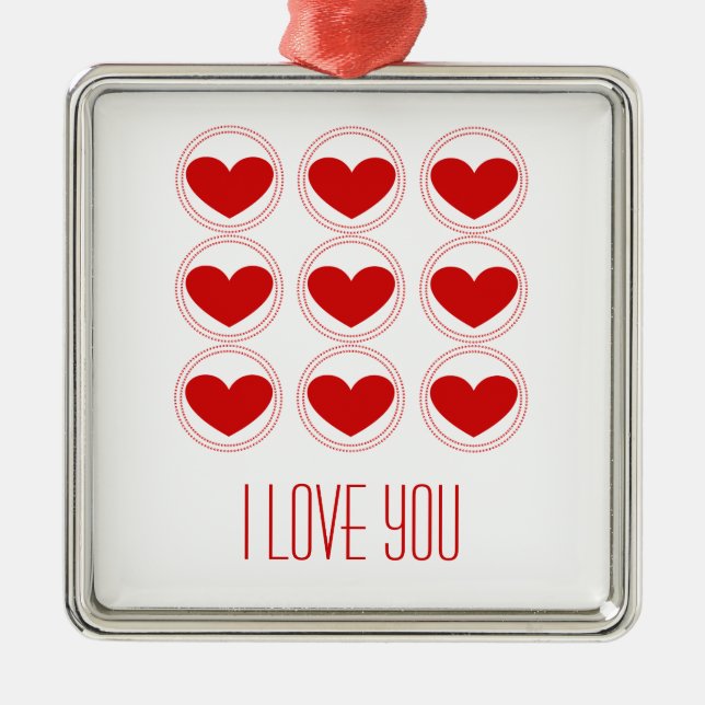 Ornement En Métal Mod Hearts Amour Ornament, Rouge (Devant)