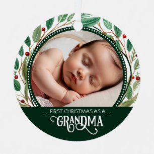 Ornement En Métal Modèle de vacances de photo de Noël de grand-mère