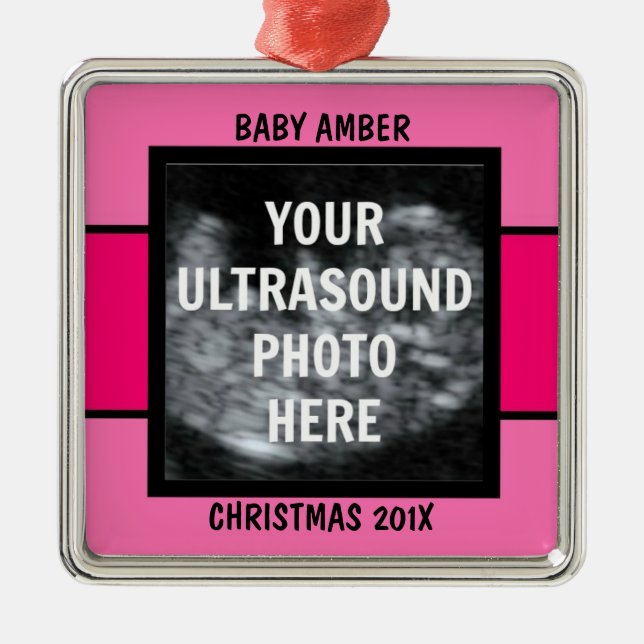 Ornement En Métal Modèle photo Ultrasound pour la petite fille (Devant)