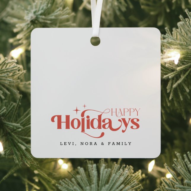 Ornement En Métal Modern Minimalist Black & White Sibling Christmas (Insitu)