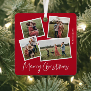 Ornement En Métal Moderne 4 Photo Collage Joyeux Noël
