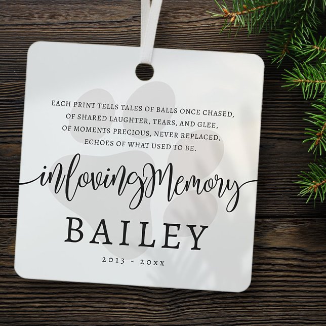 Ornement En Métal Moderne Élégant Simple Chic Paw Pet Pet Memorial (Créateur téléchargé)