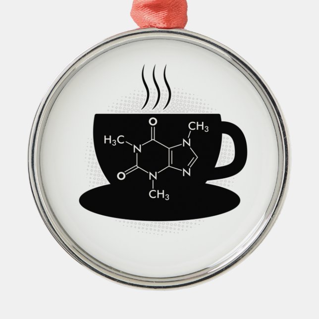 Ornement En Métal Molécule de caféine de chimie  (Devant)