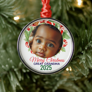 Ornement En Métal Mon premier Noël 2025 : Photo personnalisée 