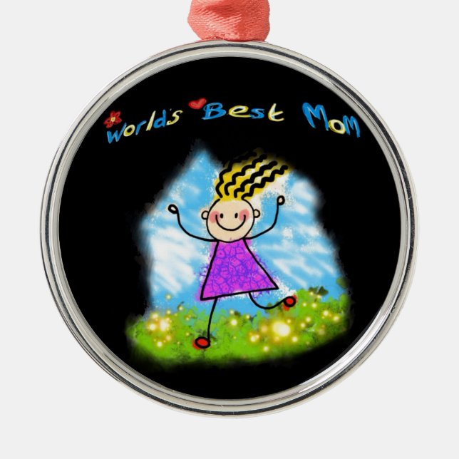 Ornement En Métal Mondes MEILLEUR maman dessin animé MOM (Devant)