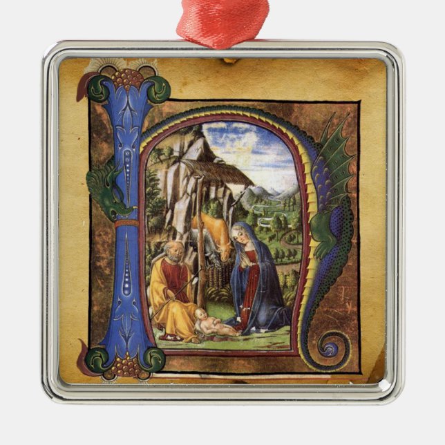 ORNEMENT EN MÉTAL MONOGRAMME DE LA NATIVITÉ PARCHEMENT DE NOËL (Devant)
