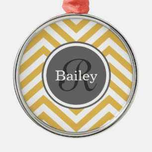 Ornement En Métal Monogramme jaune Chevron