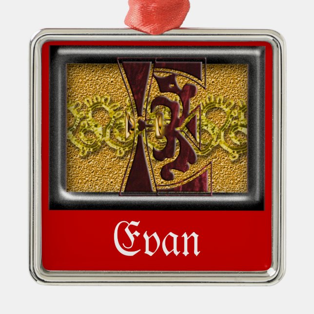 Ornement En Métal monogramme rouge E (Devant)