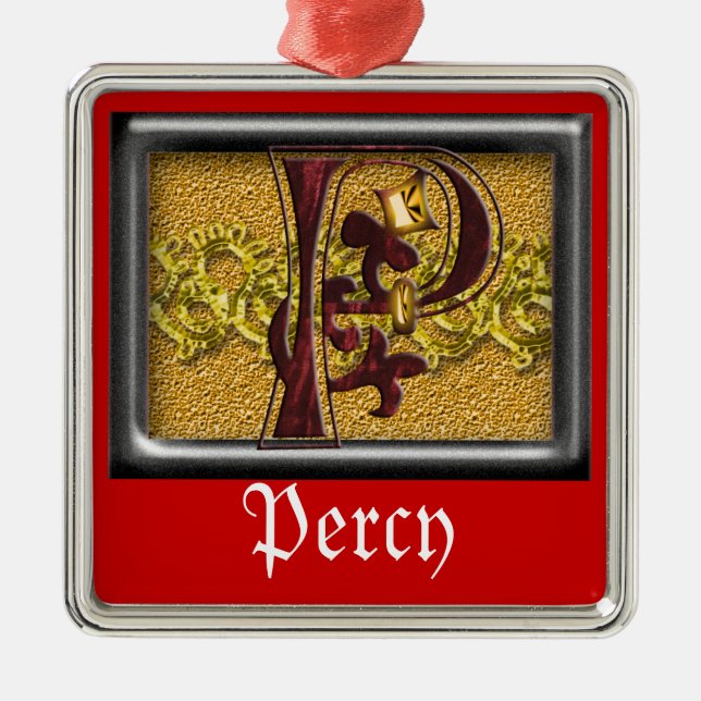 Ornement En Métal monogramme rouge P (Devant)