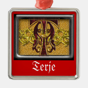 Ornement En Métal monogramme rouge T