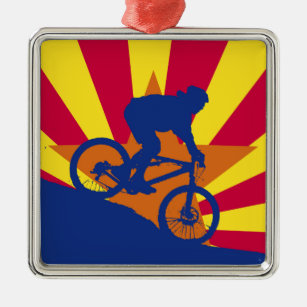 Ornement En Métal Montagne faisant du vélo le drapeau de l'Arizona