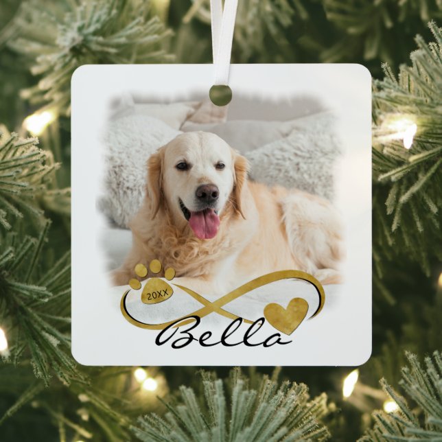 Ornement En Métal Monument aux chiens 2 Photo PawPrint Infinité card (Insitu)