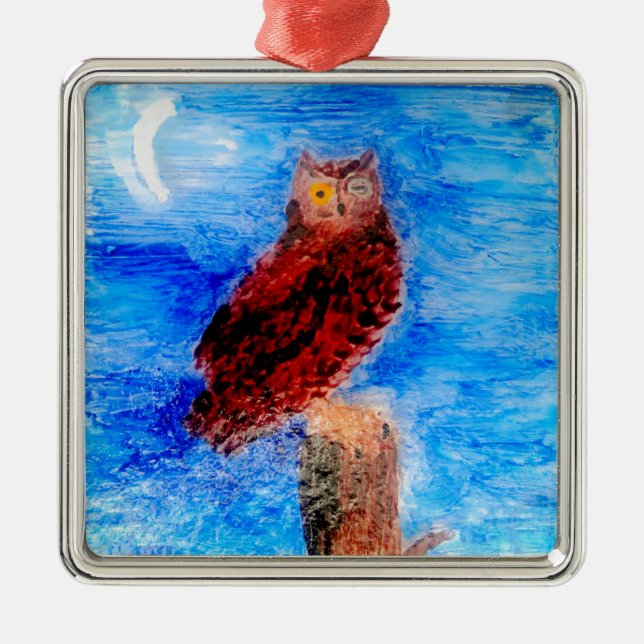 Ornement En Métal Moonlight Bird Brown Owl (Devant)