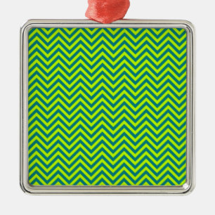 Ornement En Métal Motif Chevron turquoise et Lime Green