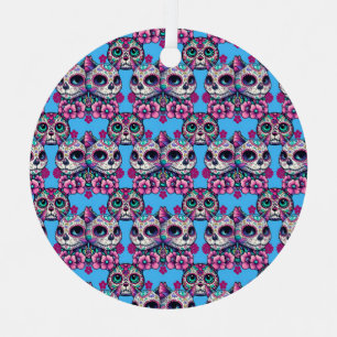Ornement En Métal Motif crâne de sucre coloré