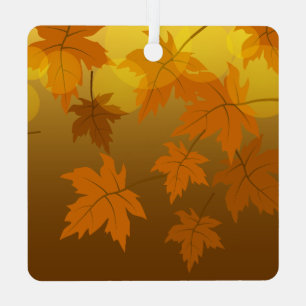 Ornement En Métal Motif d'automne avec feuilles d'érable en chute et