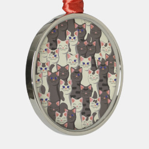 Ornement En Métal Motif de chats blancs et gris
