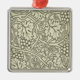 Ornement En Métal Motif de vigne de raisin gris vert de William Morr