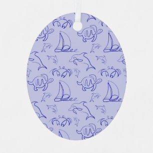Ornement En Métal Motif d'une ligne d'animal marin et voilier